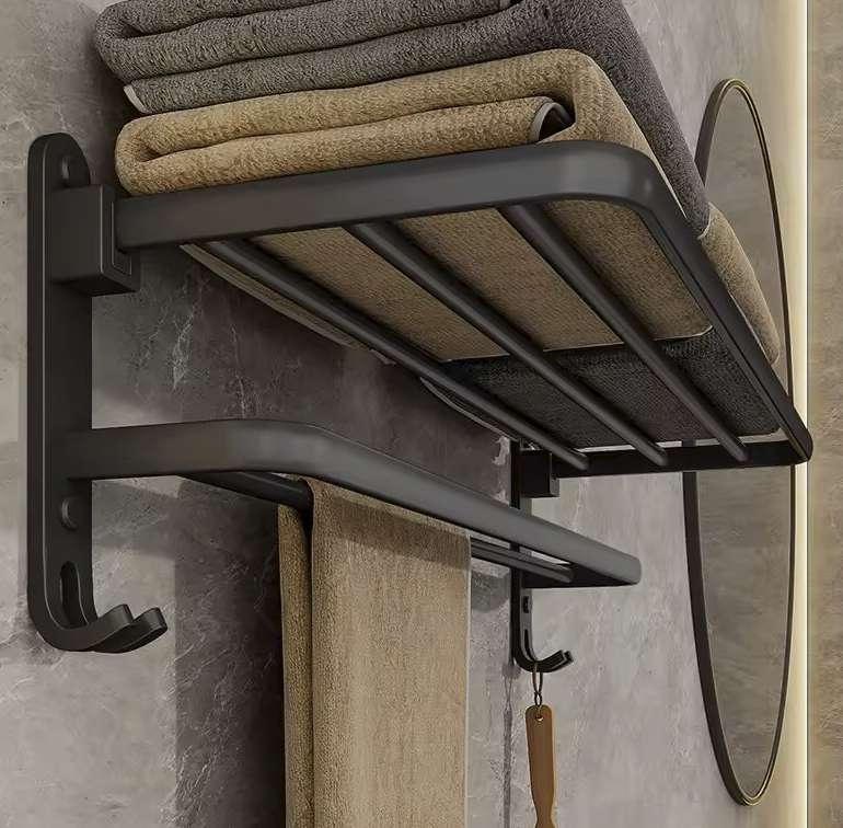 Obsidian Foldable Towel Shelf